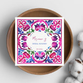 Roze blauwe Mexicaanse tegels bruidsdouche servies Servet