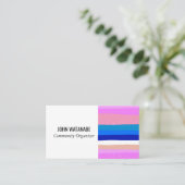 Roze blauwe minimalistische strepen handgemaakt visitekaartje (Staand voorkant)