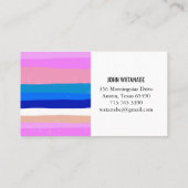 Roze blauwe minimalistische strepen handgemaakt visitekaartje (Achterkant)