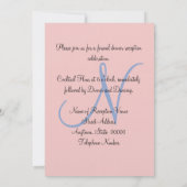 Roze Blauwe Monogram Ontvangst Kaart (Achterkant)