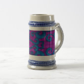 Roze Blauwe Motif 22 oz Stein Bierpul (Voorkant rechts)