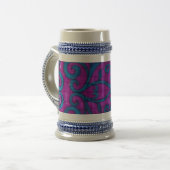 Roze Blauwe Motif 22 oz Stein Bierpul (Voorkant links)