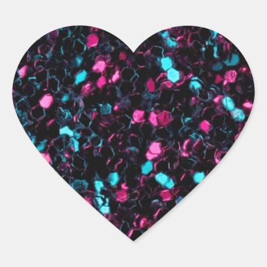 Roze blauwe mozaïekglitter hart sticker (Voorkant)