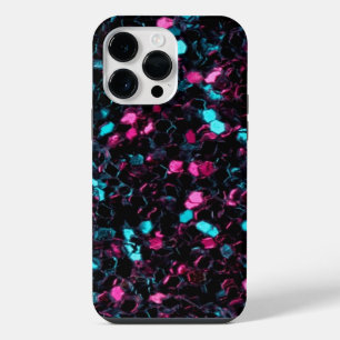 Roze blauwe mozaïekglitter iPhone 14 pro max hoesje