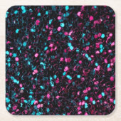 Roze blauwe mozaïekglitter kartonnen onderzetters (Voorkant)