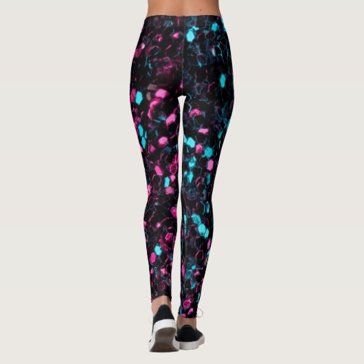 Roze blauwe mozaïekglitter leggings (Achterkant)
