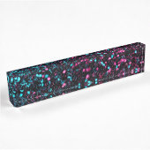 Roze blauwe mozaïekglitter naambordje