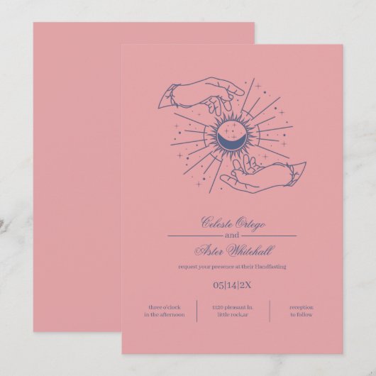 Roze & Blauwe Mystieke Handen Hemelse Handvasten Kaart (Voorkant / Achterkant)