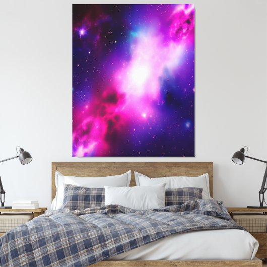 Roze Blauwe Nebula Galaxy Kunst Vergerekt Canvas (Insitu (Slaapkamer))
