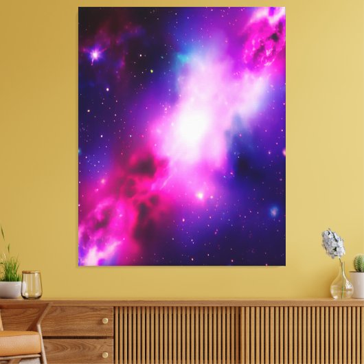 Roze Blauwe Nebula Galaxy Kunst Vergerekt Canvas (Insitu (Woonkamer))