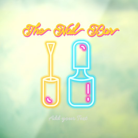 Roze & Blauwe Neon Nail Bar Gloed Esthetisch Teken Raamsticker (Vel 3)