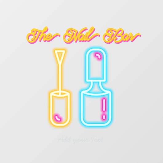 Roze & Blauwe Neon Nail Bar Gloed Esthetisch Teken Raamsticker (Vel)