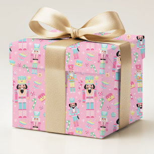 Roze Blauwe Notenkraker Kerst Kersenpatroon Cadeaupapier