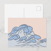 Roze/Blauwe oceaangolven esthetisch met strand Briefkaart (Voorkant / Achterkant)