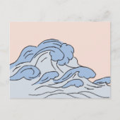 Roze/Blauwe oceaangolven esthetisch met strand Briefkaart (Voorkant)