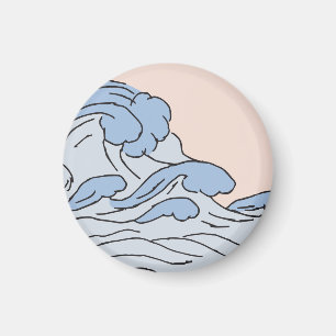 Roze/Blauwe oceaangolven esthetisch met strand Magneet