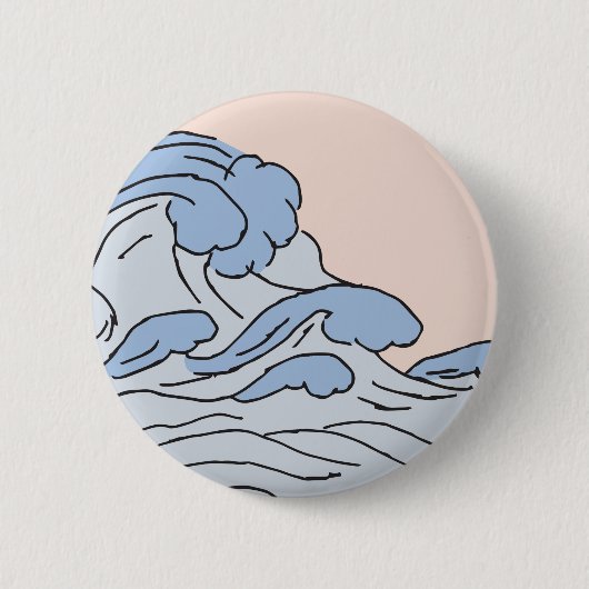 Roze/Blauwe oceaangolven esthetisch met strand Ronde Button 5,7 Cm (Voorkant)