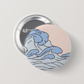 Roze/Blauwe oceaangolven esthetisch met strand Ronde Button 5,7 Cm (Voorkant /achterkant)