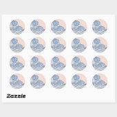 Roze/Blauwe oceaangolven esthetisch met strand Ronde Sticker (Vel)