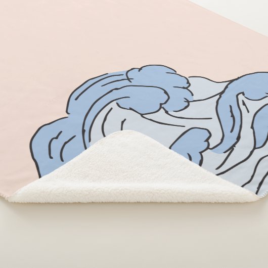 Roze/Blauwe oceaangolven esthetisch met strand Sherpa Deken (3/4)