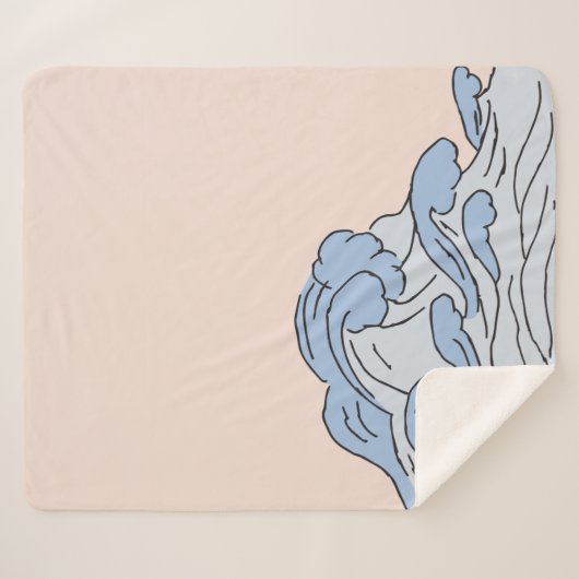 Roze/Blauwe oceaangolven esthetisch met strand Sherpa Deken (Voorkant (horizontaal))