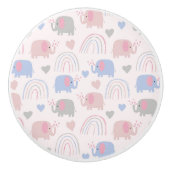 Roze Blauwe Olephants Rainbows Baby Nursery Keramische Knop (Voorkant)