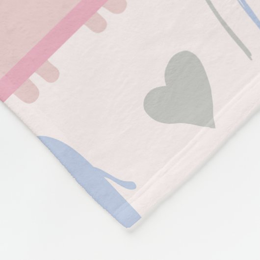 Roze Blauwe Olephants Rainbows Nursery Fleece Deken (Hoek)