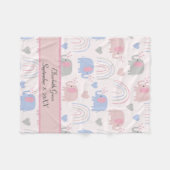 Roze Blauwe Olifanten Regenbogen Babykamer  Fleece Deken (Voorkant (Horizontaal))