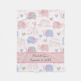 Roze Blauwe Olifanten Regenbogen Babykamer  Fleece Deken