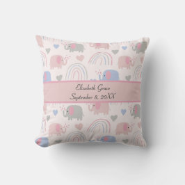Roze Blauwe Olifanten Regenbogen Babykamer  Kussen