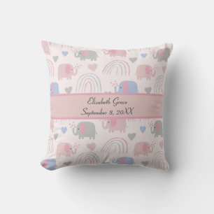 Roze Blauwe Olifanten Regenbogen Babykamer  Kussen