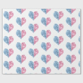 Roze blauwe ombre glitter Heart Baby Cadeaupapier (Vlak)
