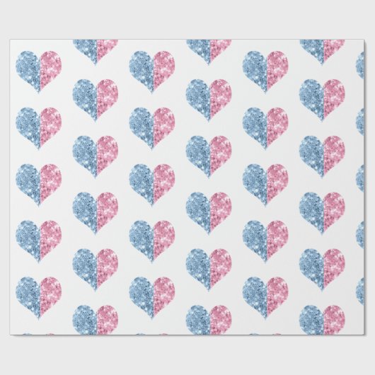 Roze blauwe ombre glitter Heart Baby Cadeaupapier (Vlak)