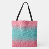 Roze Blauwe Ombre Glitter Tote Bag (Voorkant)