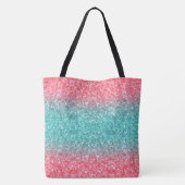 Roze Blauwe Ombre Glitter Tote Bag (Achterkant)