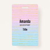 Roze Blauwe Ombre met dunne gouden lijnen Badge (Achterkant)