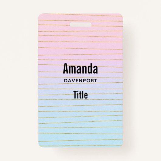 Roze Blauwe Ombre met dunne gouden lijnen Badge (Achterkant)