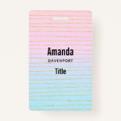 Roze Blauwe Ombre met dunne gouden lijnen Badge (Voorkant)