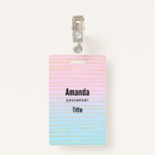Roze Blauwe Ombre met dunne gouden lijnen Badge (Achterkant met clip)