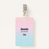 Roze Blauwe Ombre met dunne gouden lijnen Badge (Voorkant met clip)