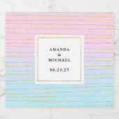 Roze Blauwe Ombre met Dunne Gouden Lijnen - Huweli Bier Etiket (Enkel label)