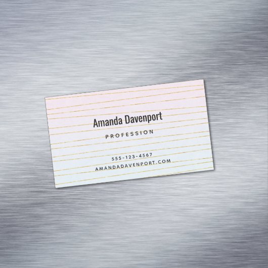 Roze Blauwe Ombre met dunne gouden lijnen Magnetisch Visitekaartje (Voorbeeld)
