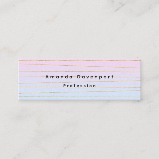 Roze Blauwe Ombre met dunne gouden lijnen Mini Visitekaartje (Voorkant)