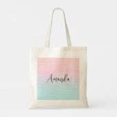 Roze Blauwe Ombre met dunne gouden lijnen Tote Bag (Achterkant)