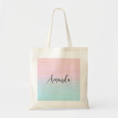 Roze Blauwe Ombre met dunne gouden lijnen Tote Bag (Voorkant)