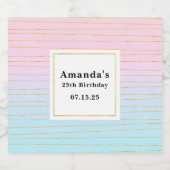 Roze Blauwe Ombre met Dunne Gouden Lijnen Verjaard Bier Etiket (Enkel label)