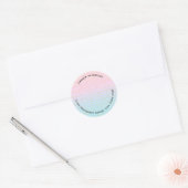 Roze Blauwe Ombre met Gouden Lijnen Adres Ronde Sticker (Envelop)