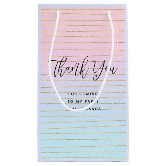 Roze Blauwe Ombre met Gouden Lijnen Dank U Klein Cadeauzakje (Achterkant)
