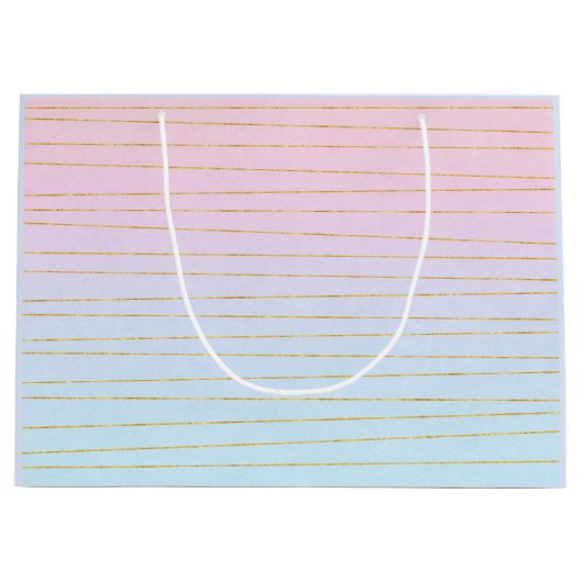 Roze Blauwe Ombre met Gouden Lijnen Groot Cadeauzakje (Voorkant)