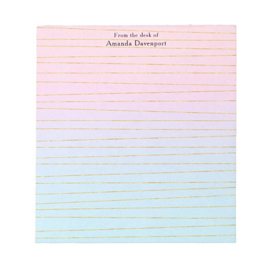 Roze Blauwe Ombre met Gouden Lijnen Notitieblok (Voorkant)
